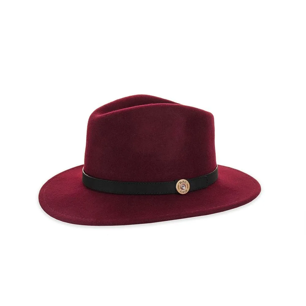 Wine Fedora with Mallard and Peacock Pin